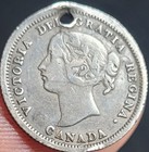 Canada 1858 5c Queen Victoria Silver Coin 0 925 Fine Km 3 Holed Extremely Rare