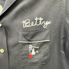 Shelby Bowling Center Shirt Bowling Pins Black White Trim  betty 