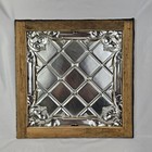 Vintage Tin Ceiling Tile Wall Panel Haging Decor Wood Frame French Country 