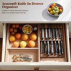Drawer Knife Organizer  Acacia Wood - Stores 16 Knives   Steel  Without Knives