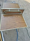Vintage Set Of 4 Mid Century Modern Folding Tv Tray Tables Faux Parquet Wood