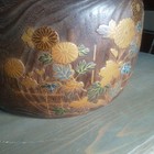 Antique Wooden Hibachi Meiji Era Lacquerware With Makie   Raden Inlay Japan