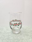 Arby s Christmas Holly Berry Stemless Footed Glasses Wine Water Gold Rim 14 Oz