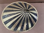 Vintage St Denis Parfumerie Paris New York Powder Puff Box Tin Black Gold Stripe