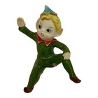 Vintage Norcrest Green Ceramic Elf Pixie Figurine Mid Century Japan   read