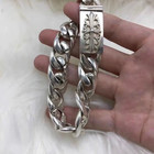 Heavy   Thick   Men s Silver Curb Wrap Bracelet 85 8g