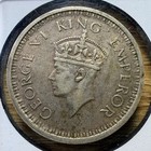 1945 India One Rupee - Actual Silver Coin Shown - Free Shipping Inf46
