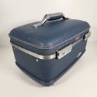 Vintage Blue American Tourister Tiara Train Makeup Case Mcm 60s Mod Atomic Era