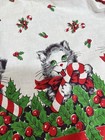 Vintage Christmas Reversible Half Apron Kittens Candy Canes Retro Kitchen Red