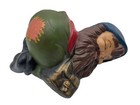 Vintage Ceramic Garden Gnome 1970s Sleeping Elf Pixie Green Blue 9  Mystical