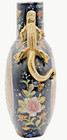 Satsuma Kutani Moriage Vase Dragon Lizard Handles Figural Gilt Antique Japanese