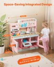 Vevor Kitchen Playset Kids Pretend Cooking Play Toy 24 Piece Accessories Pink