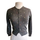 50s Cashmere Sweater Twin Set Gray Embroidered Marshall Field Ballantyne 