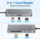 Memory Stick Pro Duo Adapter 5-in-1 Multi Card Reader Supports Silver 