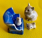 Vintage Hagen Renaker Mama Persian Cat With Kitties  One On Chair
