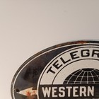 Vintage Western Union Telegraph   Cable    Porcelain Enamel Sign 6  X 4  Inches