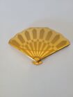 Vintage Wadsworth Fan Shaped Gold Tone Brass Makeup Compact