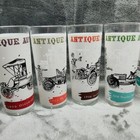  rare Antique Auto Pitcher    Eight Vintage Anchor Hocking  High Ball Glasses