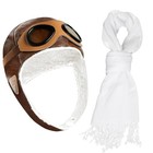 Pistha Pilot Aviator Costume For Kids Aviator Hat With Goggles And Withe Brown