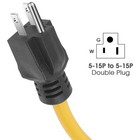 125v 3 Prong Plug Double Male Extension Cord For Nema 5-15p To 5-15p