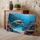 Sea Turtle Canvas Wall Art Ocean Reef Underwater Scene Marine Life Decor Print