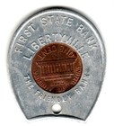 1960 First State Bank Of Libertyville Encased Lucky Penny Cent - Horseshoe Token