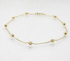 10  Italian Solid Moon Cut Ankle Bracelet Anklet 14k Yellow Gold Plated Silver