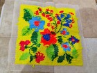 Latch Hook Rug Stitched Unfinished Floral Bright Ready To Be Made A Pillow 