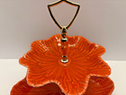 Vintage Mid Century Modern California Pottery Two Tier Server Atomic Orange Glow