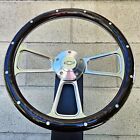 14  Billet Steering Wheel Dark Wood Rivet Half Wrap Chevy Bowtie Horn Button