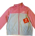 Puma Set Poly Tricot Track Zipped Jacket Pants Girl Toddle Mauved Pink Rose Sz 5
