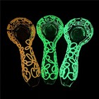 4   Glow In The Dark Glass Pipe Hand Spoon Pipes Tobacco Herb Bowl Smoking