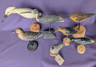 Vintage Beach Birds On Wood Base  Hand Carved   Painted Wood  Set Of 7  Signed 2