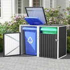 Outdoor Trash Can Storage Shed  Metal Trash Can 63 78  Lx 32 w X 48 h Dark Gray