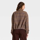 Women s Plaid Funnel Neck Field Jacket - A