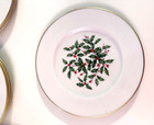 Lenox Holiday Bone China Dessert Plates Set Of 12 Holly Christmas Gold Trim