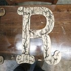 Jumbo Wooden Wall Letter Lichtenberg Fractal Burn Rustic Name Initial Sign Decor