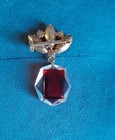 Vintage Infant Of Prague Catholic Religious Lucite Red  gold Infant Jesus Brooch