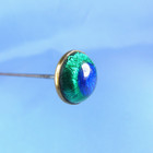 Peacock Eye Glass Hatpin   Antique