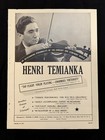 Henri Temianka 1945 Booking Ad Musical Performer Concert Violinist