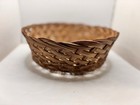 Vintage Round Woven Wicker Basket 11    X 11    X 4    Rustic Farmhouse Storage