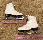 Ccm Finesse Women s Size 8 White Figure Ice Skates Mk Blades Purple Guards