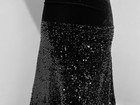Black  Stretch Velvet Sequins Embroidery Fabric 60    Width Sold By Yard