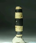 Pre-1800s Indo tibetan Old Agate White  black 3 Striped Dzi Bead 14 59mn