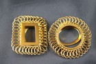 Vintage Gold Tone Coiled Wire Buckle Clips  Mismatched Square   Round Pair