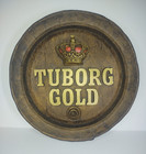 Tuborg Gold Barrel End Faux Wood Bar Pub Vintage Advertising Beer Sign Man Cave