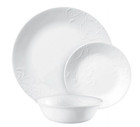 Corelle Madeline Embossed 12piece White Dinnerware Set Dishwasher Microwave Safe