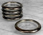 Vintage Victorian Italian Silverplate Glass Sunburst Drink Coasters - Set Of 5