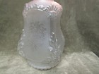Antique Victorian Satin Glass Heavy Floral Stencil Etch Square Lamp Shade Globe