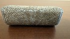 Vintage Beaded Lipstick Holder Case With Mirror Silver Beads Snap Closure